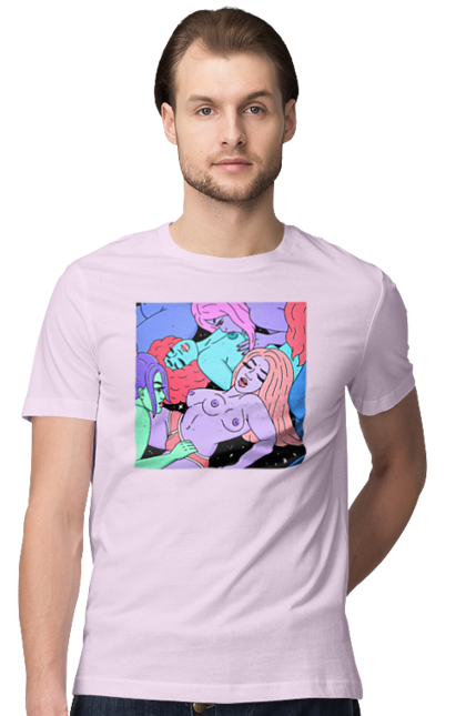 Футболка чоловіча з принтом "Дівчата Інопланетянки". Дівчата, інопланетянки, космос, різнокольорові. 2070702