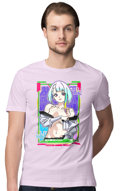 Men's t-shirt with prints Cyberpunk: Edgerunners Lucy. Anime, cd project, cyberpunk, edgerunners, game, lucy, netflix, video game. 2070702