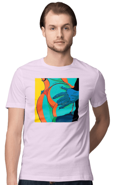 Футболка чоловіча з принтом "Жіноча Попа В Чоловічих Руках". Гола, жопа, ляпас. 2070702