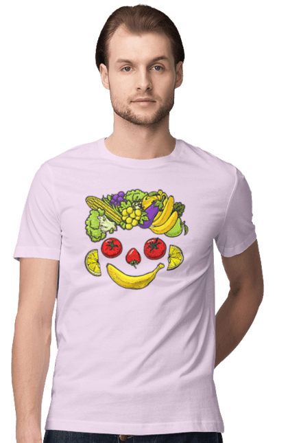 Men`s t-shirt with prints Hls Smile. Healthy, smile, vegetable. 2070702