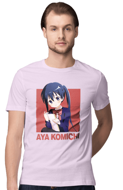 Футболка мужская с принтом Золотая мозаика Ая Комити. Anime, aya komichi, kiniro mosaic, kinmoza, manga, аниме, ая комити, золотая мозаика, комити, манга. 2070702