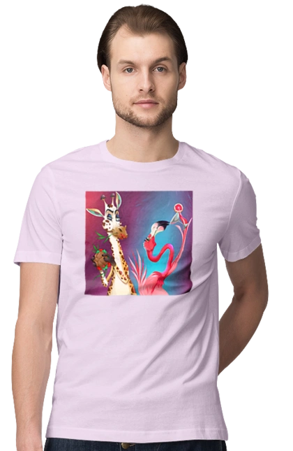 Giraffe And Flamingo At The Party