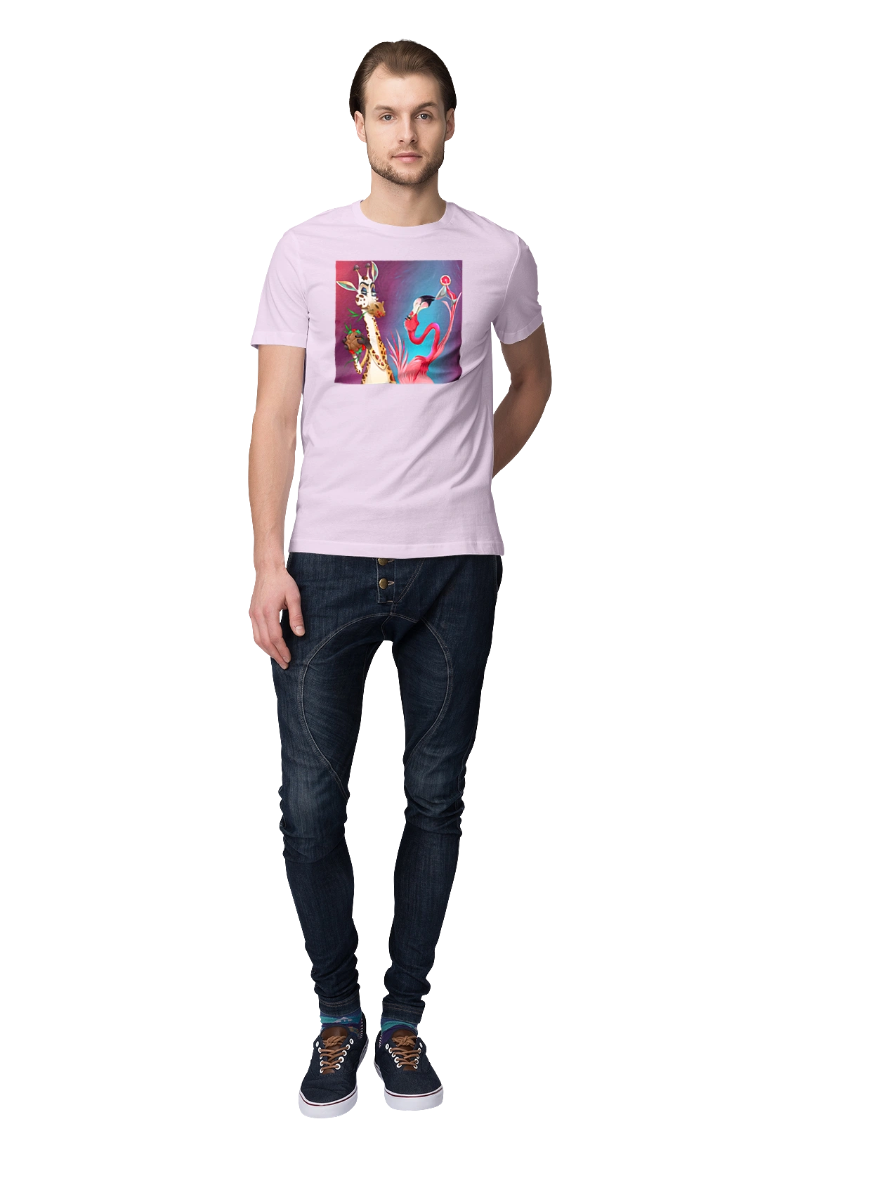 Giraffe And Flamingo At The Party