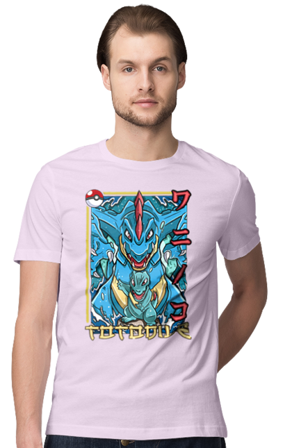 Men's t-shirt with prints Pokemon Totodile. Nintendo, pokemon, pokemon go, totodile. 2070702