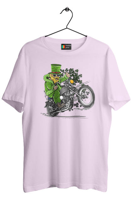 Men`s t-shirt with prints Patrick On A Motorcycle. Holiday, motorcycle, patrick. 2070702