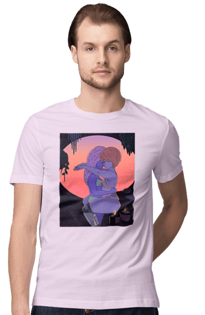 Футболка чоловіча з принтом "Фіолетові Дівчата Обіймаються". Захід, обійми. 2070702