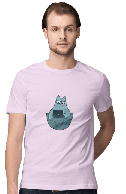 Футболка чоловіча з принтом "Кіт програміст". Angular, c, css, html, it, javascript, jquery, php, python, react, svelt, vue, айтишник, айті, гумор, код, кодувати, прогер, програміст, програмісти, ти ж, ти ж програміст, тиж програміст. 2070702