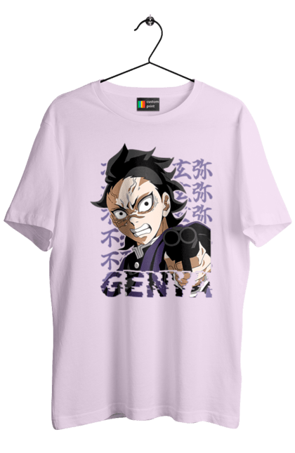 Men's t-shirt with prints Demon Slayer Genya Shinazugawa. Anime, demon slayer, genya, genya shinazugawa, kimetsu no yaiba, manga, аниме, истребитель демонов, манга. 2070702