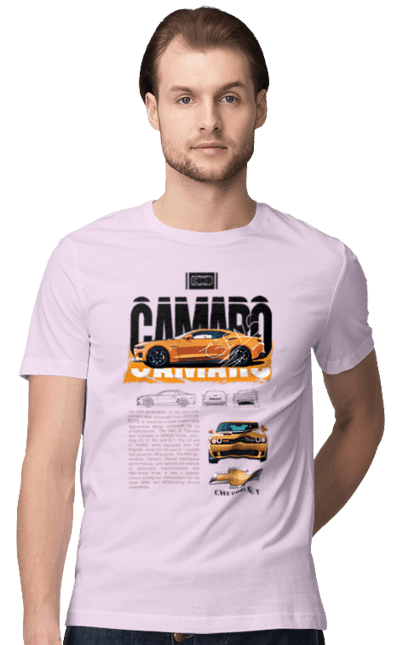 Men's t-shirt with prints Chevrolet Camaro. Auto, automobile, camaro, car, chevrolet, chevrolet camaro. 2070702