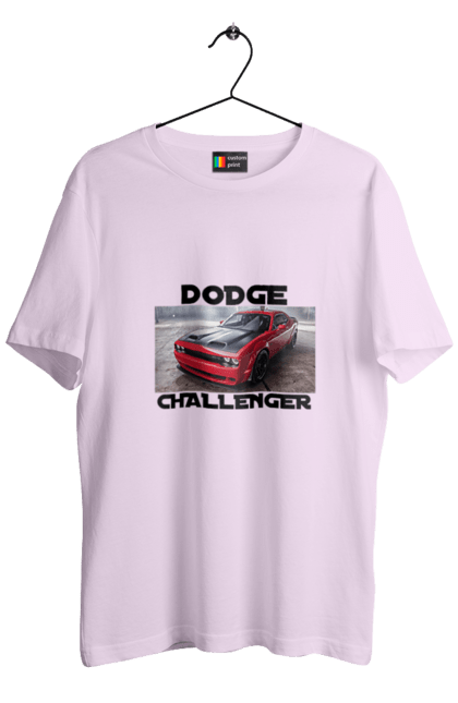 Men`s t-shirt with prints Dodge challenger. An american legend, auto, car, classic car, cult car, dodge challenger, oil car, powerful car. 2070702