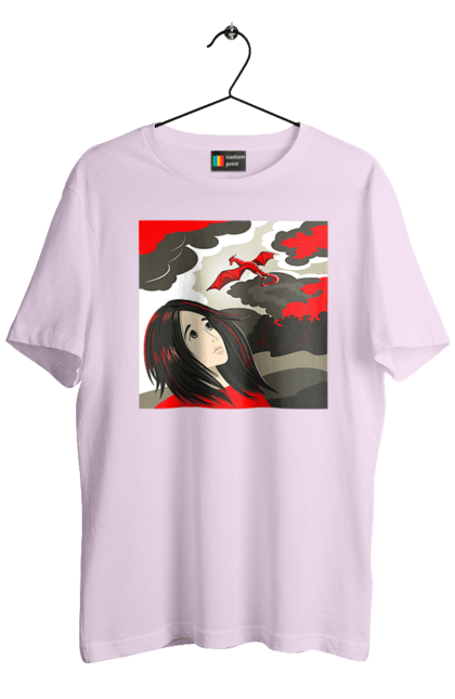 Men's t-shirt with prints Girl and dragon. Dragon, fantasy, romance, young woman. 2070702