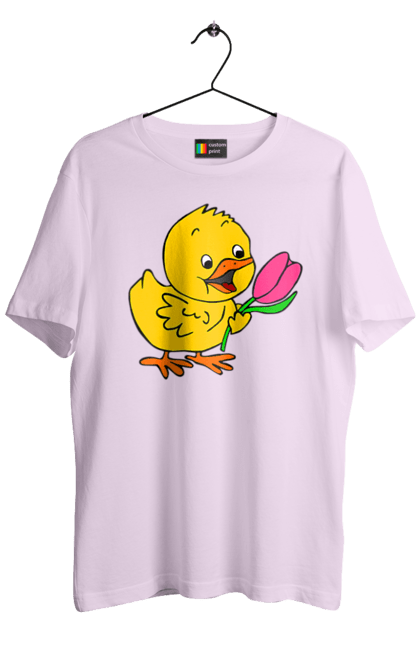 Футболка чоловіча з принтом "Курча З Тюльпаном". Курча, тюльпан. 2070702