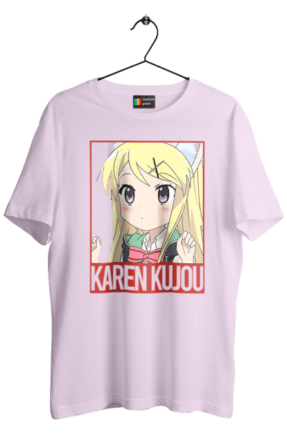 Футболка мужская с принтом Золотая мозаика Карен Кудзё. Anime, karen kujo, kiniro mosaic, kinmoza, manga, аниме, золотая мозаика, карен, карен кудзё, манга. 2070702