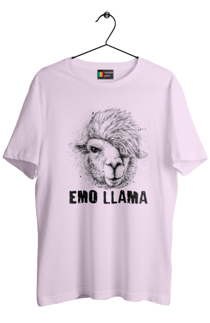 Футболка чоловіча з принтом "Емо Лама". Alpaca, animals, distressed, emo, funny, llama, vintage, емо, лама. 2070702