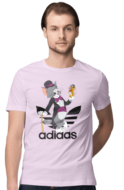 Men's t-shirt with prints Adidas Tom and Jerry. Adidas, animated series, cartoon, cat, jerry, mouse, tom and jerry. 2070702