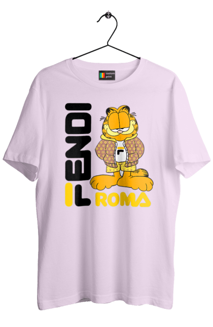 Футболка чоловіча з принтом "Fendi Гарфілд". Fendi, garfield, бренд, будинок моди, гарфілд, італія, люкс, мода, сумка, фенді. 2070702