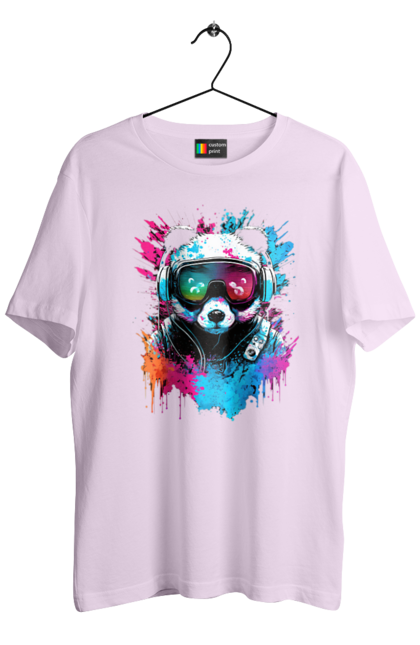Футболка чоловіча з принтом "Панда в VR шолом". Віртуальна реальність, гік, панда, персонаж, шолом. 2070702