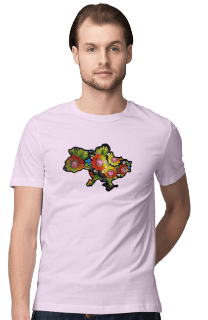 Футболка чоловіча з принтом "Справжня Україна". Барви, квіти, кольрі, краса, лепестки, листя, настрій, справжня україна. 2070702