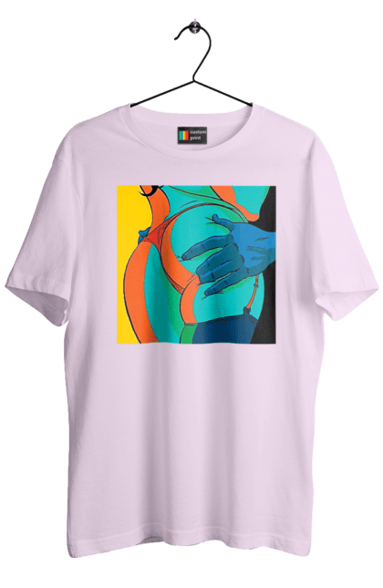 Футболка чоловіча з принтом "Жіноча Попа В Чоловічих Руках". Гола, жопа, ляпас. 2070702