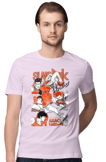 Men's t-shirt with prints Slam Dunk Takenori Akagi. Anime, basketball, comedy, manga, school, shonen, slam dunk, sports anime, takenori akagi. 2070702