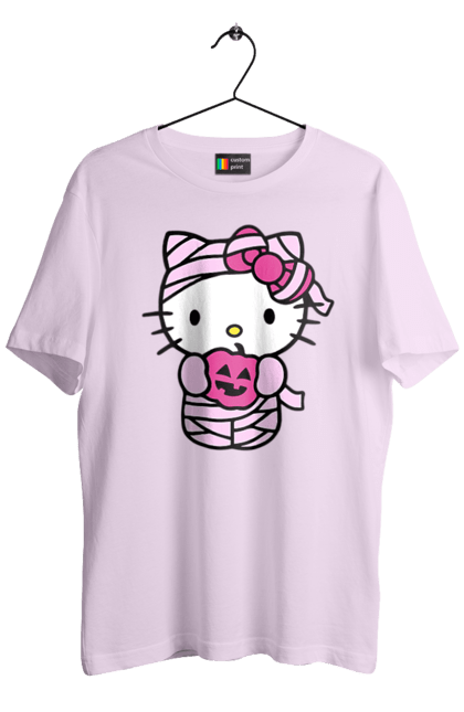 Men's t-shirt with prints Hello Kitty Halloween. Brand, cat, character, halloween, hello kitty, kitten, kitty, mummy. 2070702