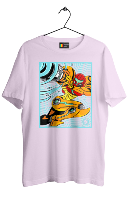 Men's t-shirt with prints Metroid Samus Aran. Game, head hunter, heroine, metroid, power suit, samus aran, video game. 2070702