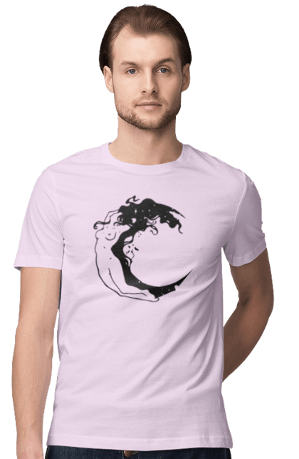 Men`s t-shirt with prints Moon girl. Cosmic, girl, moon, space, stars. 2070702