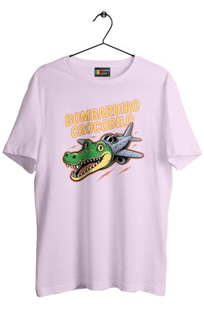 Футболка чоловіча з принтом "Bombardino Crocodilo". Bombardino, bombardino crocodilo, crocodilo, бомбардиро крокодило, бомбардіно крокоділо, крокодил, крокодил літак, крокодил мем, мем бомбардине крокодило, меми. 2070702