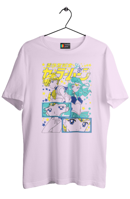 Men's t-shirt with prints Sailor Uranus and Neptune. Anime, drama, magical girl, neptune, sailor moon, tv series, uranus. 2070702