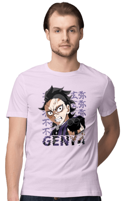 Men's t-shirt with prints Demon Slayer Genya Shinazugawa. Anime, demon slayer, genya, genya shinazugawa, kimetsu no yaiba, manga, аниме, истребитель демонов, манга. 2070702