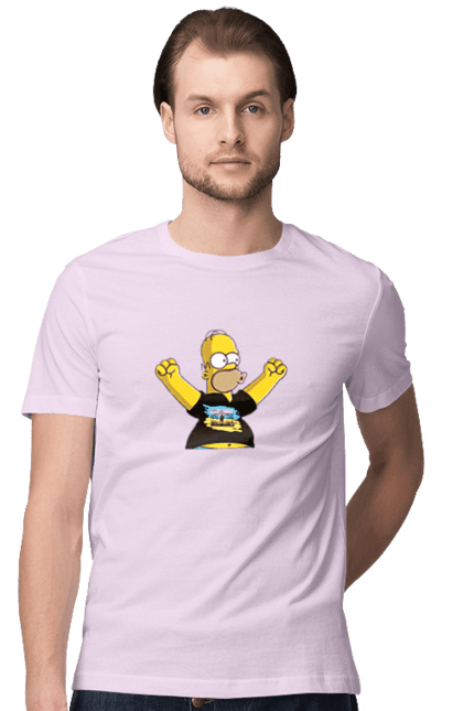 Футболка чоловіча з принтом "Сімпсон та російський корабель". Війна, гомер, гомер сімпсон, марка корабель, патріот, перемога, російський корабель, сімпсон, україна. 2070702