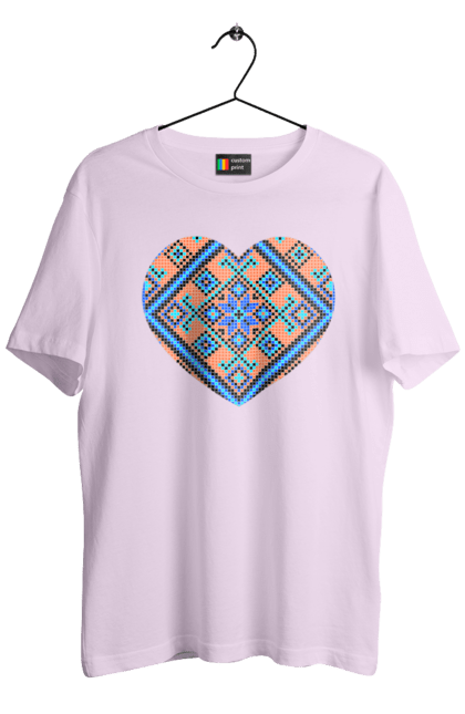 Футболка чоловіча з принтом "Серце вишивка". Вишиванка, вишивка, вишивка хрестиком, люблю україну, серце, символи україни, традиції україни, україна. 2070702