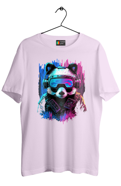 Футболка чоловіча з принтом "Панда в VR шолом". Віртуальна реальність, гік, панда, персонаж, шолом. 2070702