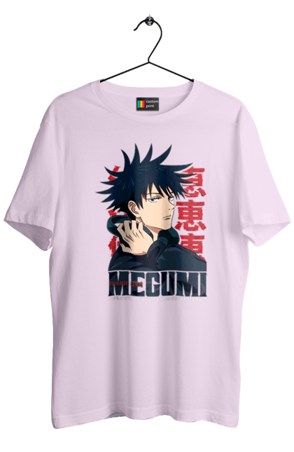 Men's t-shirt with prints Jujutsu Kaisen Megumi. Anime, dark fantasy, fushiguro, fushiguro megumi, jujutsu kaisen, magic battle, manga, megumi, mystic. 2070702