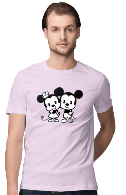 Футболка мужская с принтом Микки Маус и Минни Маус. Mickey mouse, minnie mouse, дисней, микки, микки маус, минни маус, мультфильм. 2070702