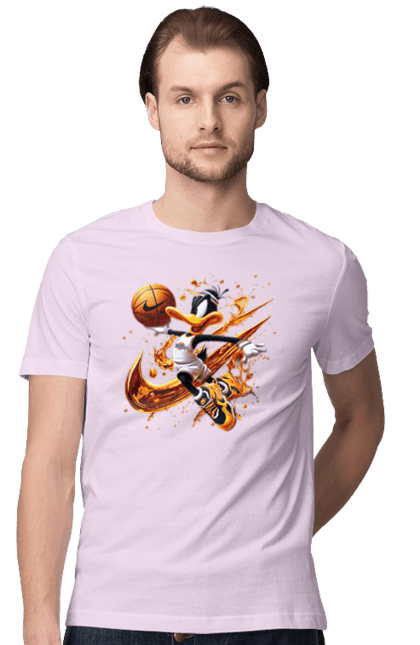 Men's t-shirt with prints Daffy Duck Nike. Cartoon, character, daffy duck, duck, looney tunes, merrie melodies, nike, warner brothers. 2070702