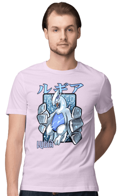 Men's t-shirt with prints Pokemon Lugia. Anime, games, lugia, nintendo, pokemon, pokemon go. 2070702