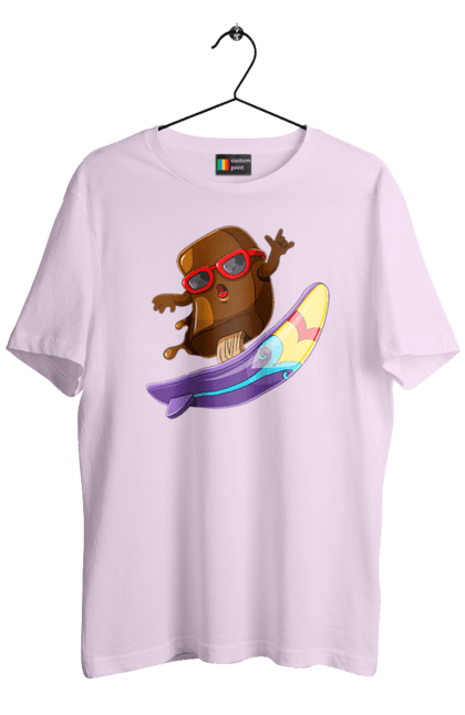 Футболка чоловіча з принтом "Мороженко На Серфі". Літо, морозиво, окуляри, серфінг. 2070702