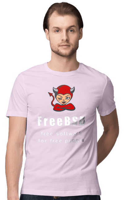 Футболка чоловіча з принтом "Freebsd Для Вільних". Bsd, freebsd, unix, адміністратор, айті, айтішник, безкоштовна, безкоштовно, бестія, білий, вільна, демон, демонесса, доступність, незалежність, операційна система, ос, програміст, програмне забезпечення, свобода, сисадмін, система, системний адміністратор, софт, текст, червоний. 2070702