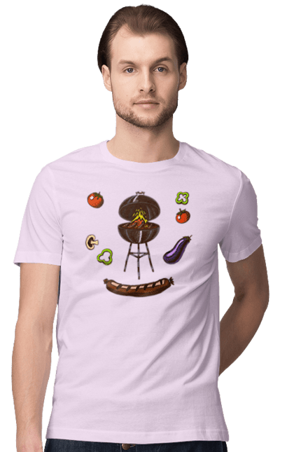 Футболка чоловіча з принтом "Барбекю Сосиска". Барбекю, гриль, смажити, сосиска. 2070702