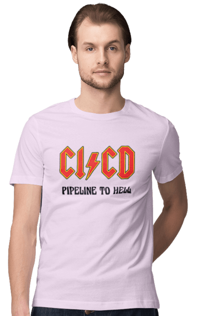 Футболка чоловіча з принтом "CI/CD pipeline to hell". Cicd, cicd pipeline, devops, pipeline, інженер, програмне забезпечення, програмування, розробка, розробка по. 2070702