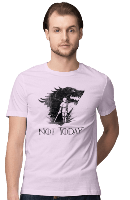 Men's t-shirt with prints Game of Thrones Arya. Arya, game, got, not today, stark, starks, thrones, tv show, wolf, wolves. 2070702