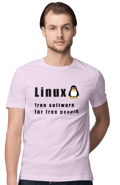 Футболка чоловіча з принтом "Linux Вільний Для Вільних". Linux, адміністратор, айті, айтішник, безкоштовна, безкоштовно, вільна, доступність, незалежність, операційна система, ос, пінгвін, програміст, програмне забезпечення, свобода, сервер, сисадмін, система, системний адміністратор, софт, текст, чорний. 2070702