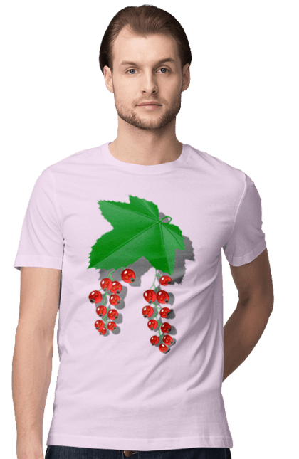 Футболка чоловіча з принтом "Порічки Червоні". Делікатес, зріла, їжа, листя, літо, порічки, порічки червоні, смачно, смородина, стигла, урожай, червона, червона смородина, ягідка, ягода, ягоди. 2070702
