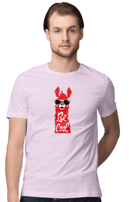 Футболка чоловіча з принтом "Крута лама". Звірі, круте, круто, лама, окуляри, тварини. 2070702