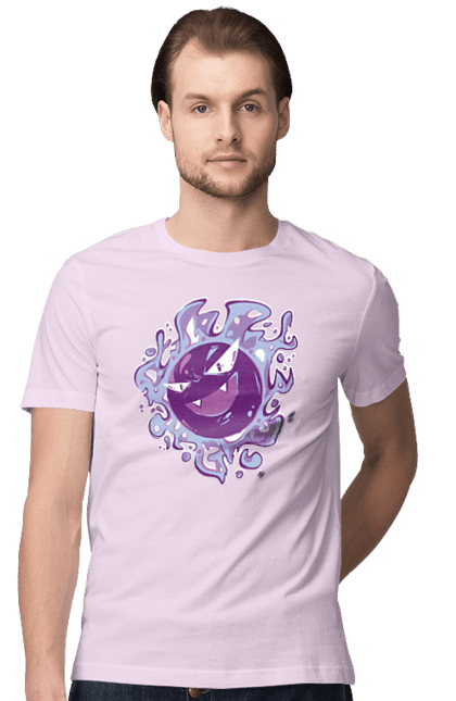 Men's t-shirt with prints Pokemon Gastly. Anime, games, gastly, nintendo, pokemon, pokemon go. 2070702