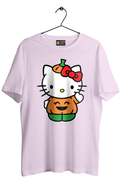 Men's t-shirt with prints Hello Kitty Halloween. Brand, character, halloween, hello kitty, kitten, kitty, pumpkin. 2070702