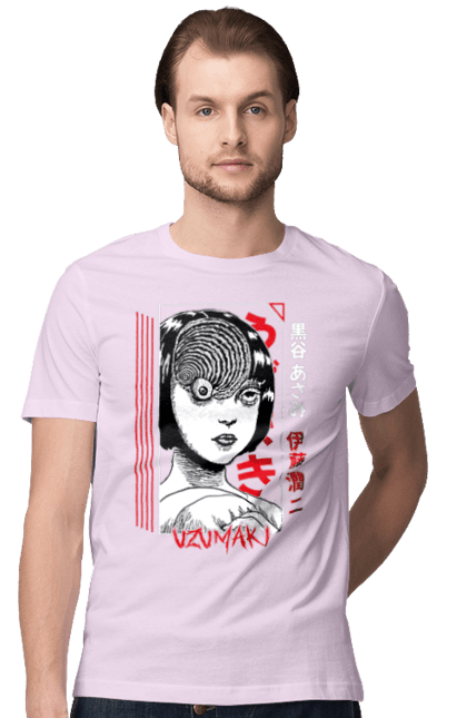 Men's t-shirt with prints Uzumaki. Anime, horror, kurouzu-cho, kurozu, manga, spiral, uzumaki. 2070702