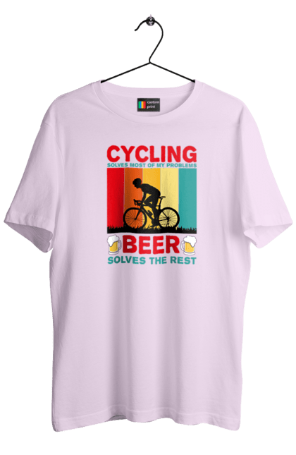 Футболка чоловіча з принтом "Cycling Beer". Алкоголь, брутальні, велосипед, веселі, для спортсменів, літні, пиво, спорт, чоловічі. 2070702
