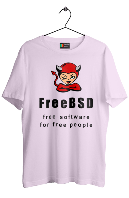 Футболка чоловіча з принтом "Freebsd Для Вільних". Bsd, freebsd, unix, адміністратор, айті, айтішник, безкоштовна, безкоштовно, бестія, вільна, демон, демонесса, доступність, незалежність, операційна система, ос, програміст, програмне забезпечення, свобода, сисадмін, система, системний адміністратор, софт, текст, червоний, чорний. 2070702